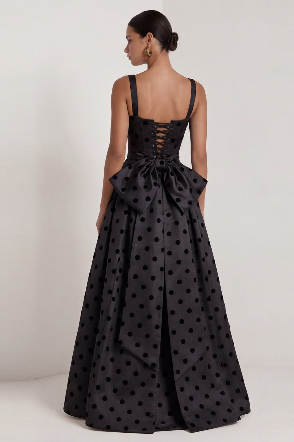 Black Square Neck A Line Backless Long Wedding Guest Dress