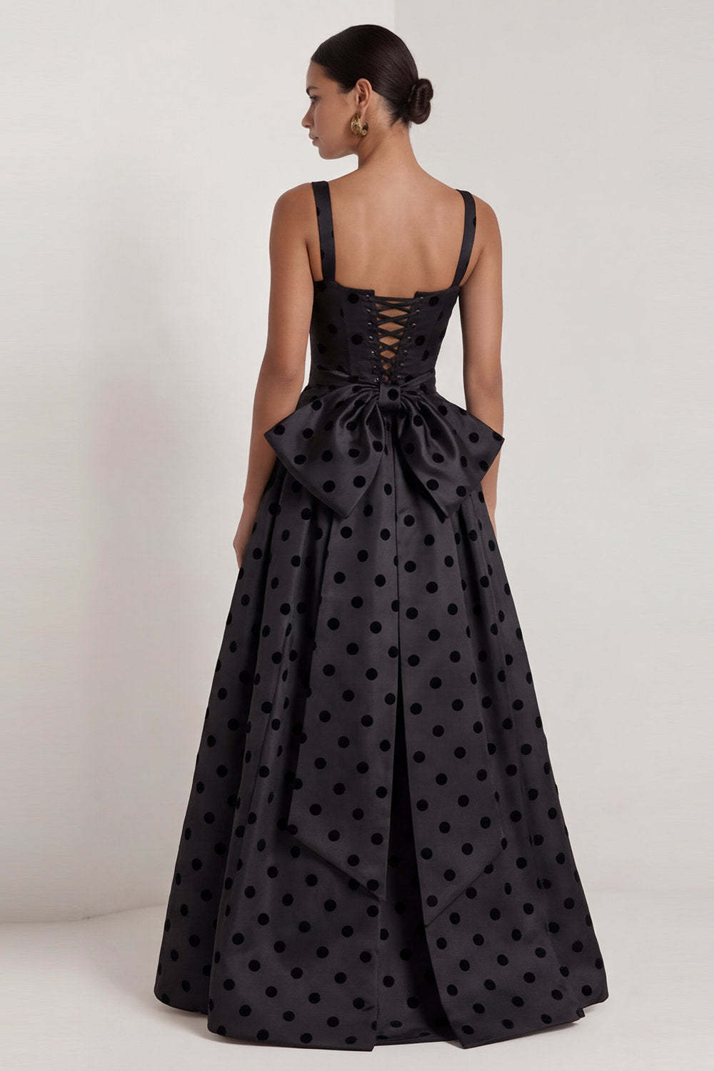 Black Square Neck A Line Backless Long Wedding Guest Dress