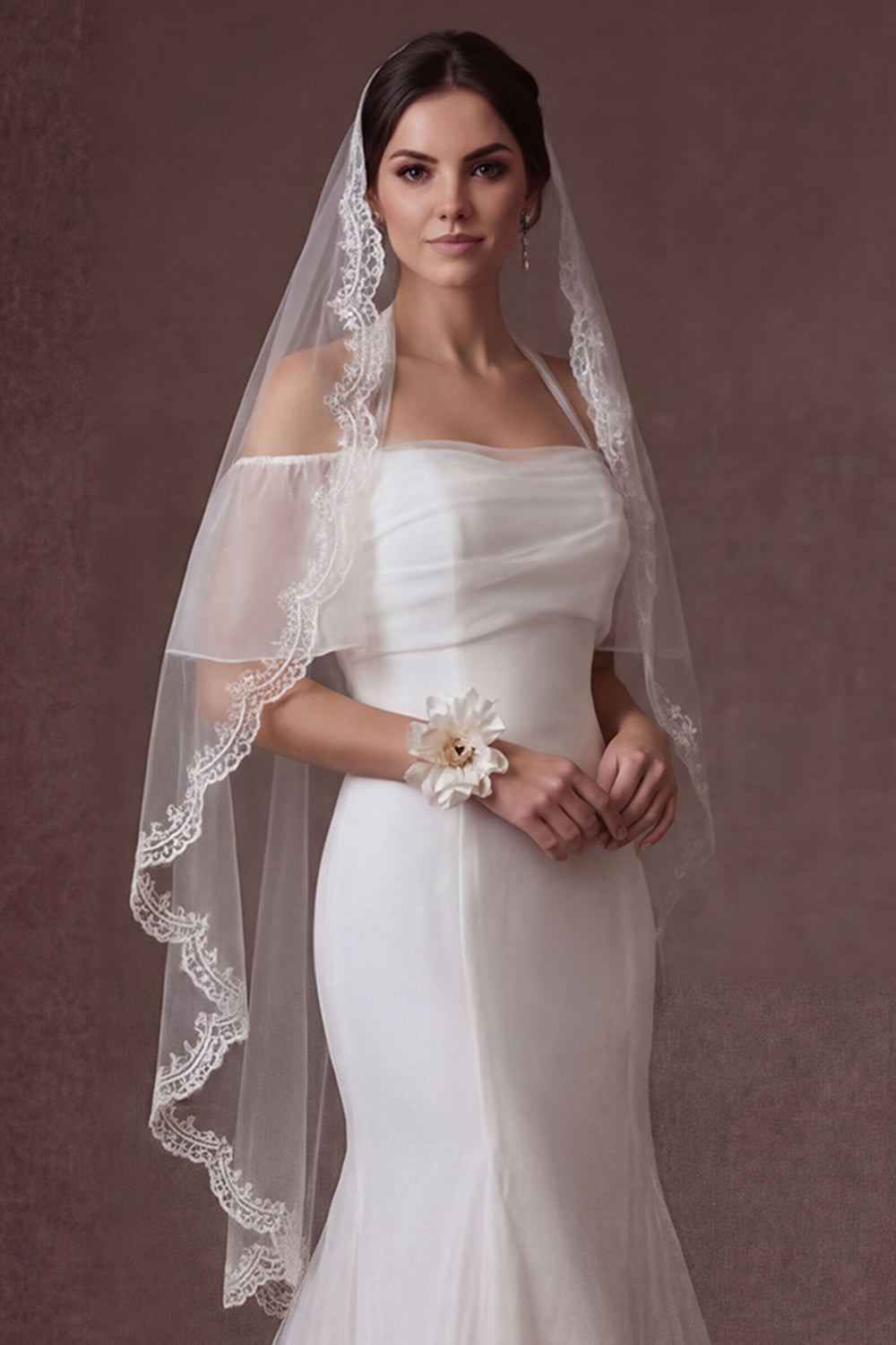 Cold Shoulder White Mermaid Short Sleeves Long Wedding Dress