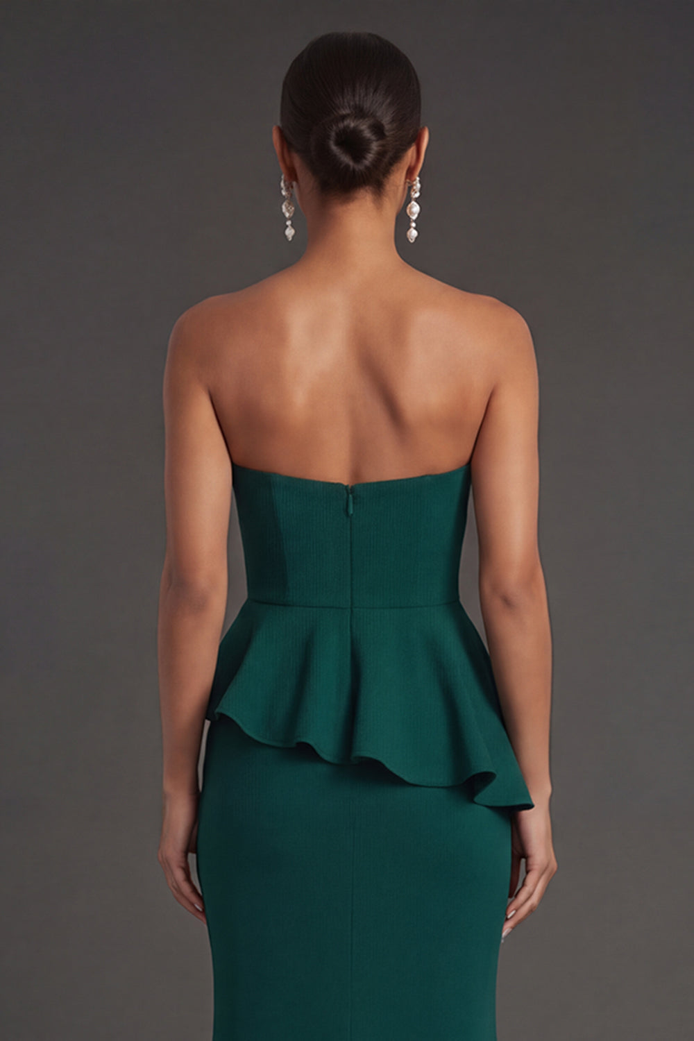 Dark Green Sweetheart Mermaid Ruffled Long Formal Dress with Slit