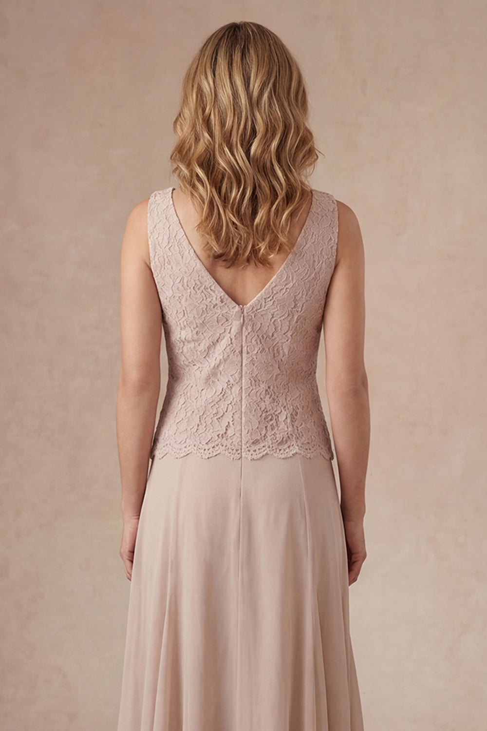Flutter Sleeves Appliqued A Line Champagne Long Mother of the Bride Dress