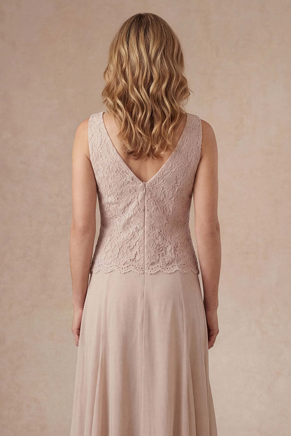 Flutter Sleeves Appliqued A Line Champagne Long Mother of the Bride Dress