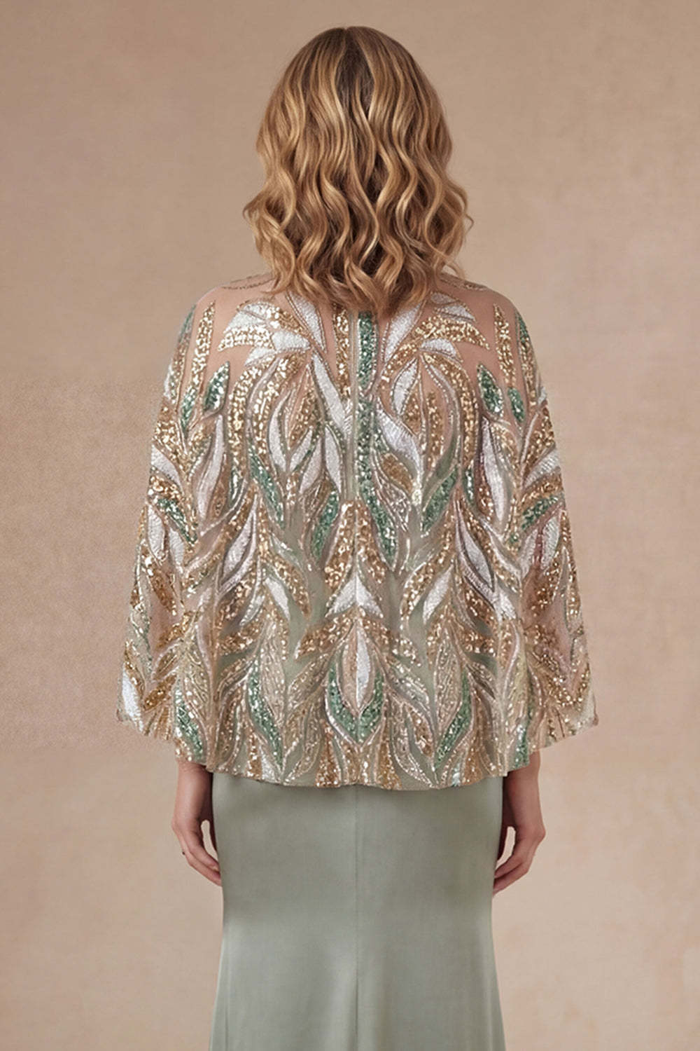 Light Green Satin Sheath Spaghetti Straps Long Mother of the Bride Dress with Cape