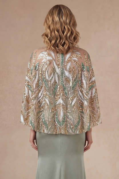 Light Green Satin Sheath Spaghetti Straps Long Mother of the Bride Dress with Cape