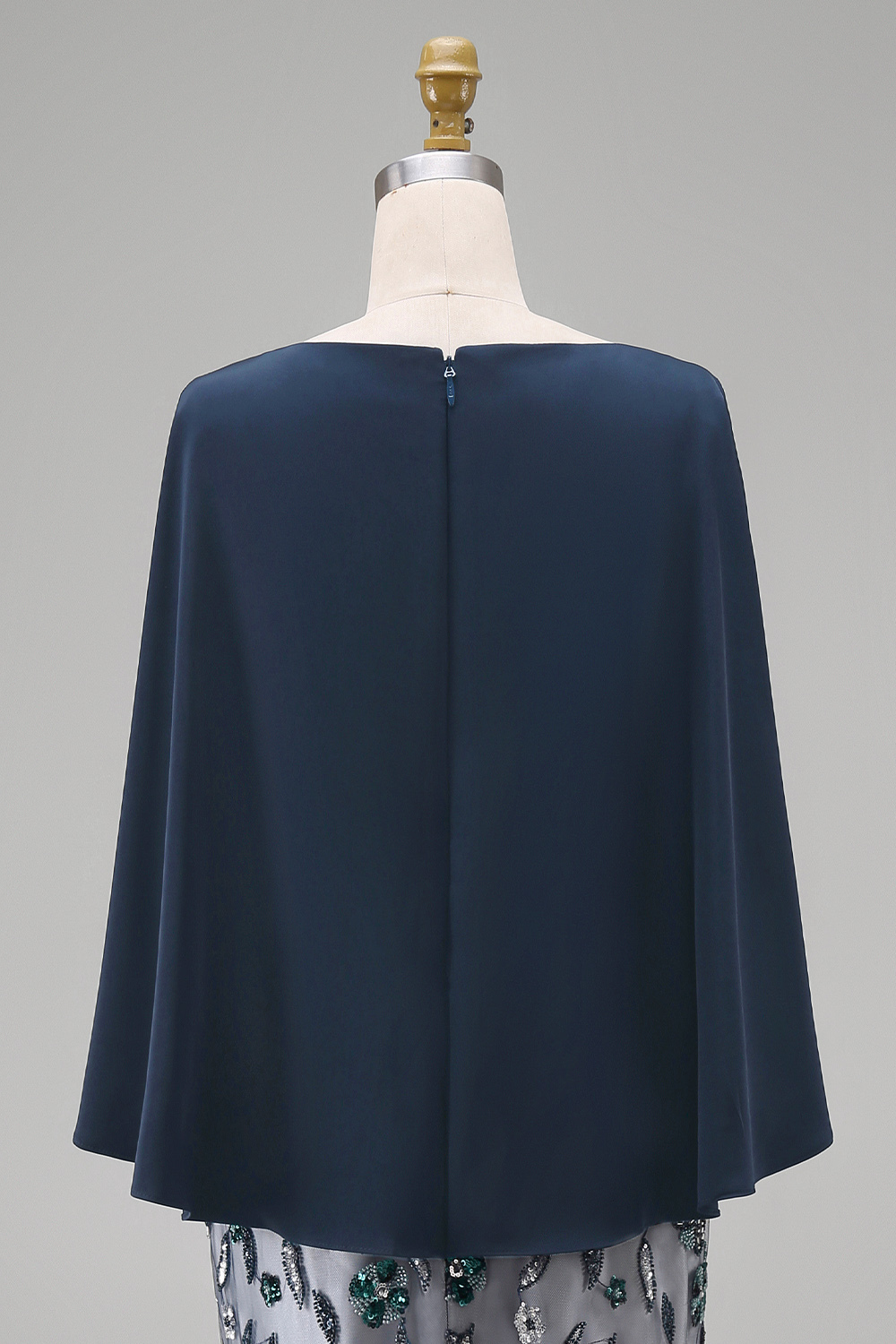 Sparkly Navy Floral Sheath Satin Long Mother of the Bride Dress