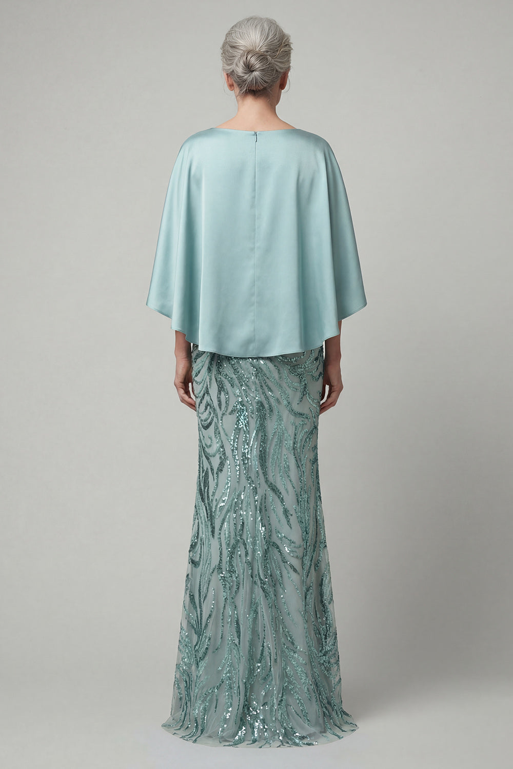 Blue V Neck A Line Satin Floral Appliqued Long Mother of the Bride Dress