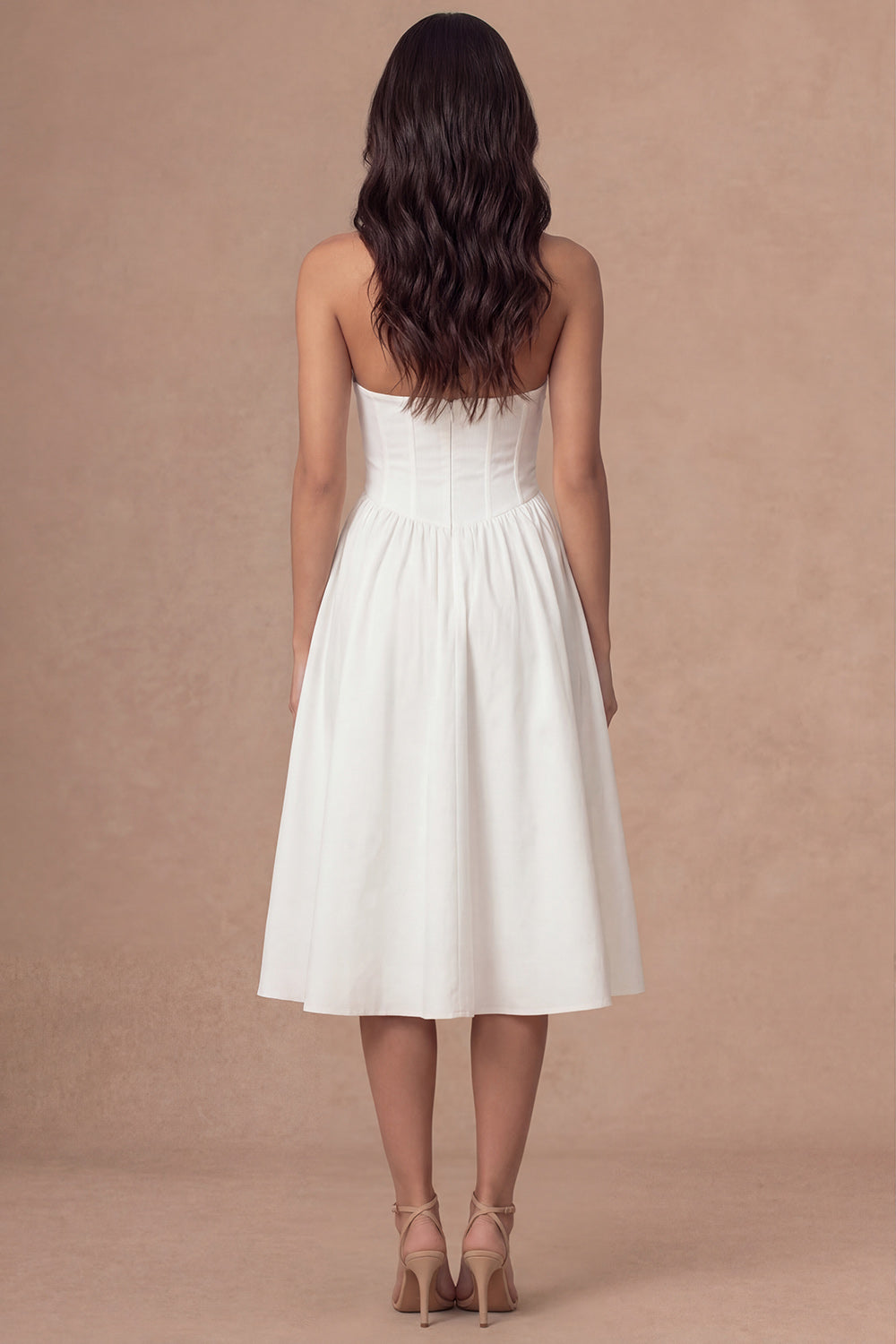 White Corset A Line Halter Neck Backless Sleeveless Long Engagement Dress