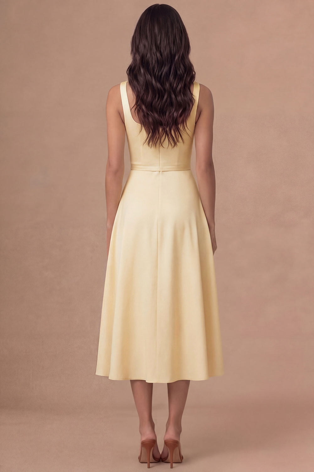 White A Line Thick Straps Satin Sleeveless Midi Engagement Dress