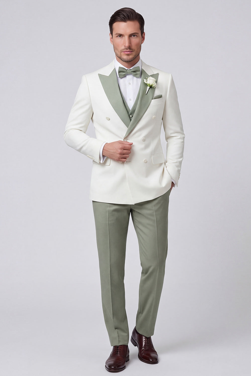 3 Piece Black Double Breasted Peak Lapel Men's Prom Suits with Pockets