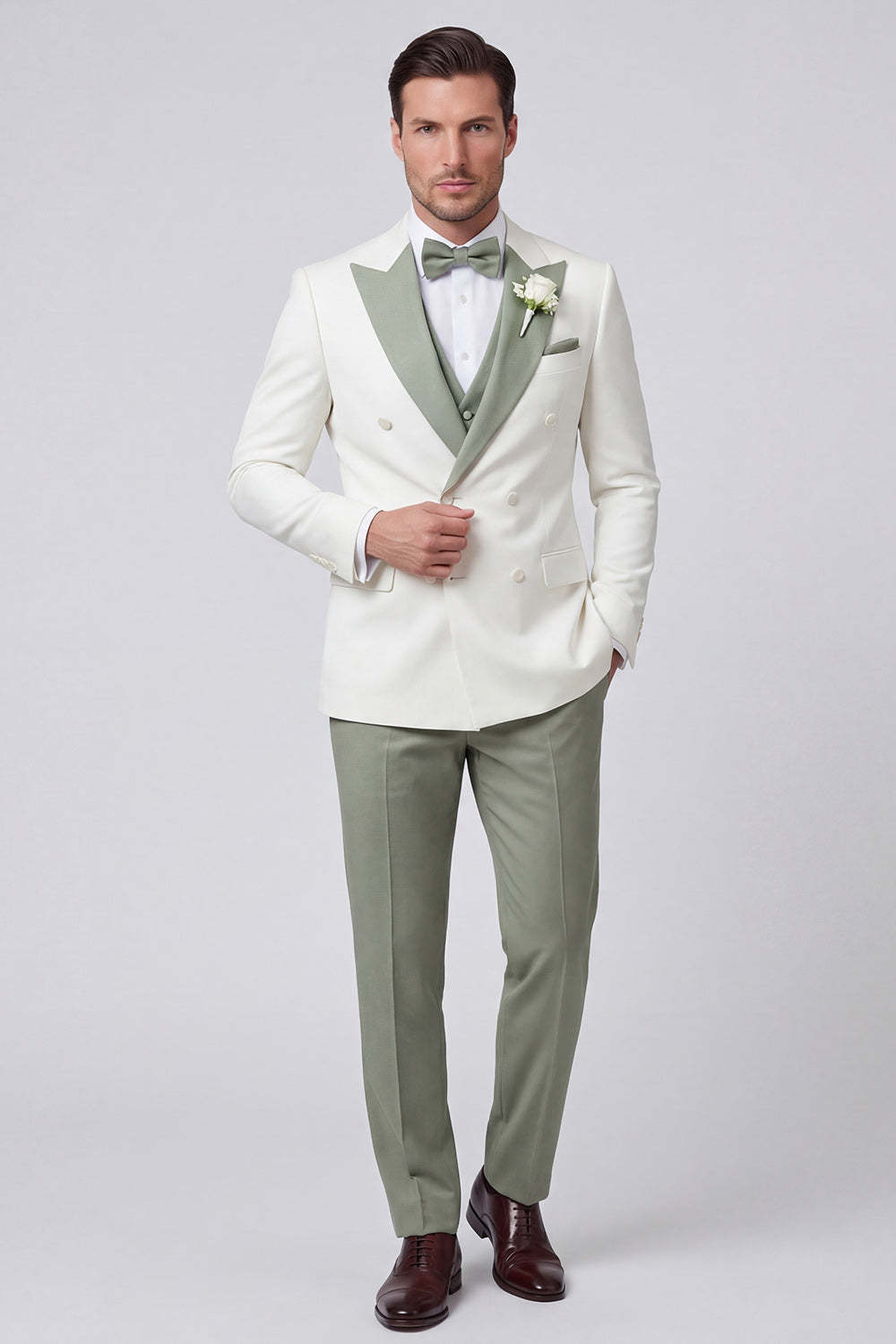 3 Piece Black Double Breasted Peak Lapel Men's Prom Suits with Pockets