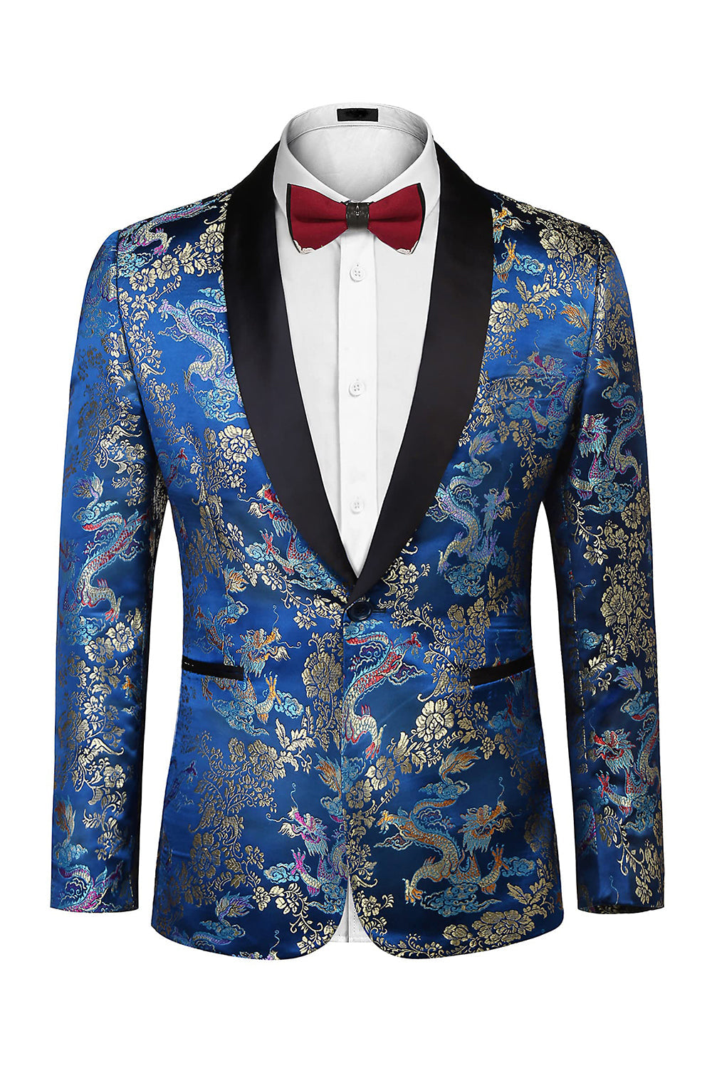 2-piece One Button Shawl Lapel Jacquard Black Men's Prom Suits