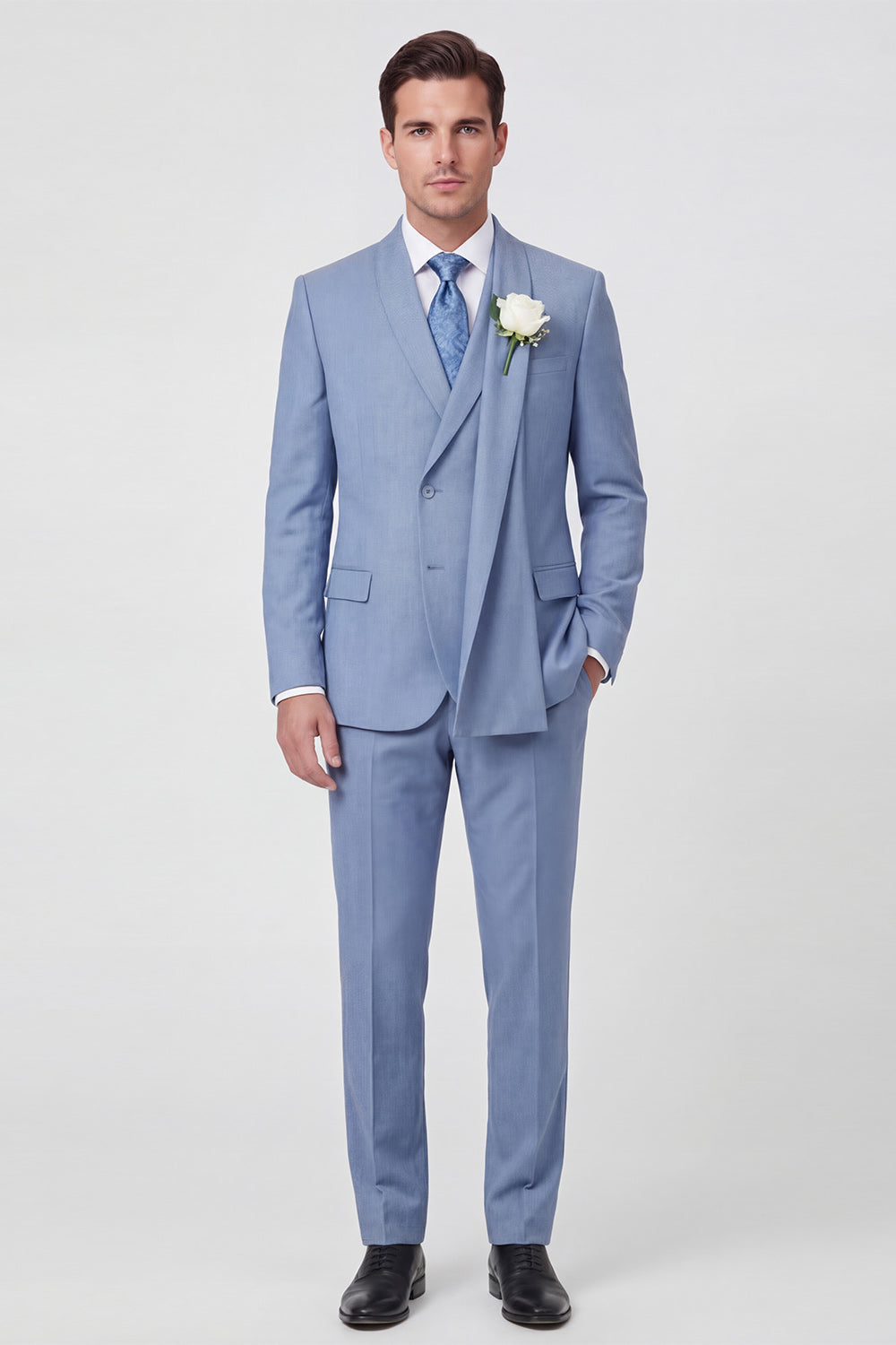 Single Breasted Light Blue Shawl Lapel 2-Piece Men's Wedding Suits