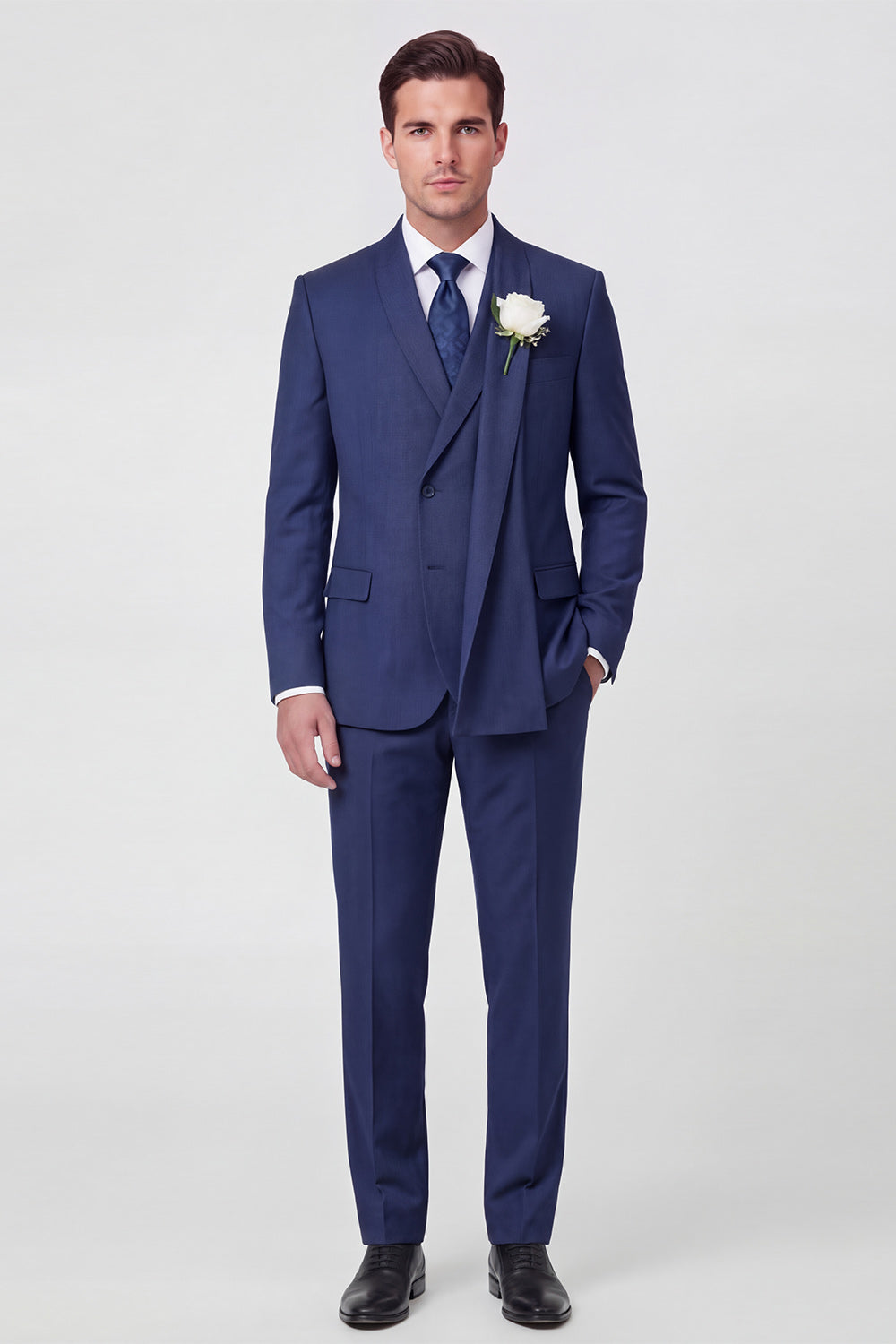 Leely Men Single Breasted Light Blue Shawl Wedding Suits Lapel 2-Piece Formal Suits