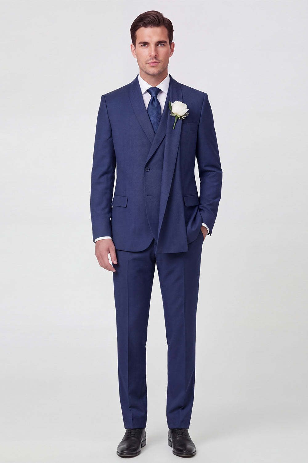 Leely Men Single Breasted Light Blue Shawl Wedding Suits Lapel 2-Piece Formal Suits