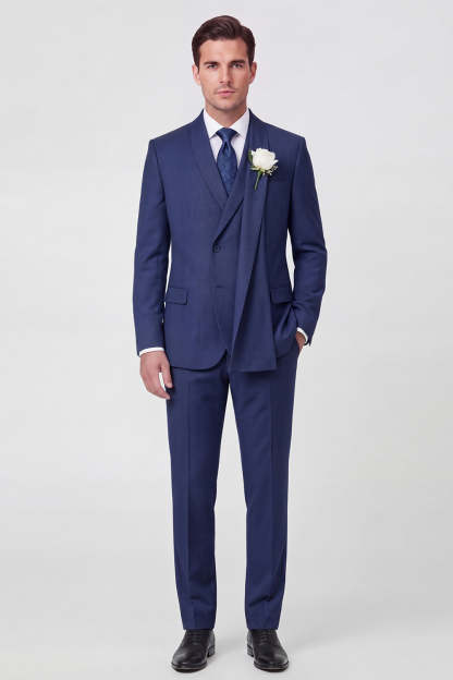 Leely Men Single Breasted Light Blue Shawl Wedding Suits Lapel 2-Piece Formal Suits