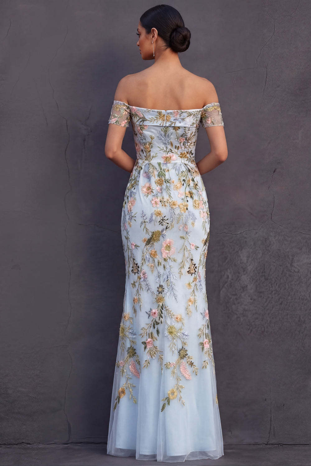 White Floral Mermaid Embroidered Long Wedding Reception Dress