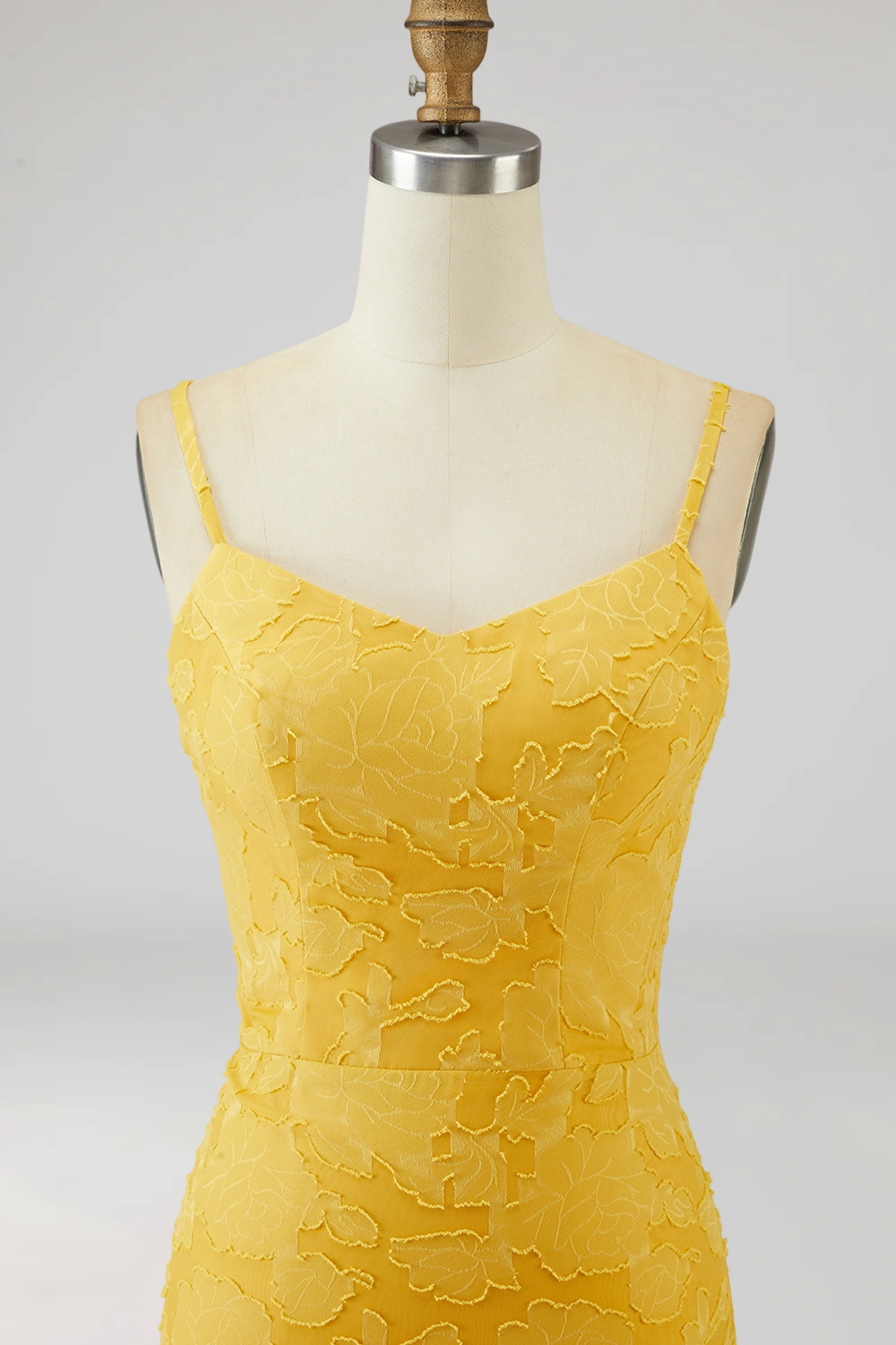 Yellow Spaghetti Straps Sheath Sleeveless Long Wedding Guest Dress