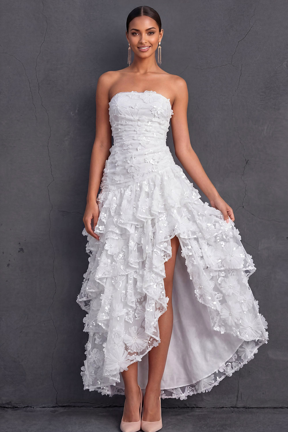 white reception dresses short wedding A-line Wedding Dress Open Back,Short Wedding Reception Dress,WD01005, US24W / Ivory timeless silhouette that complements various body types Reception Dresses Leely