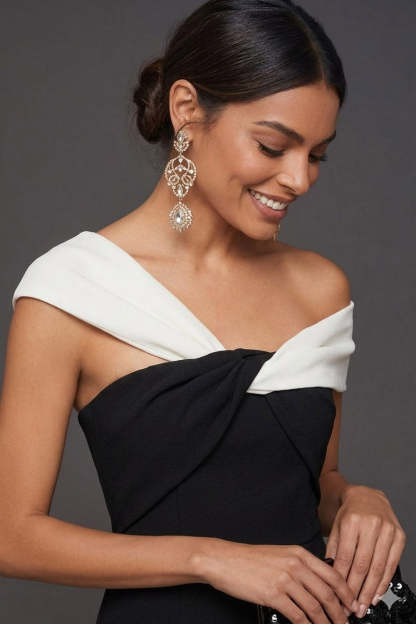 Black Mermaid Off the Shoulder Backless Sleeveless Long Formal Dress