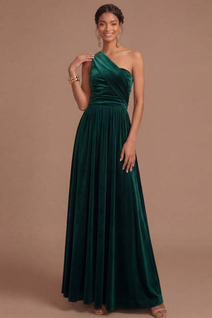 Dark Yellow Sheath One Shoulder Ruched Long Formal Dress