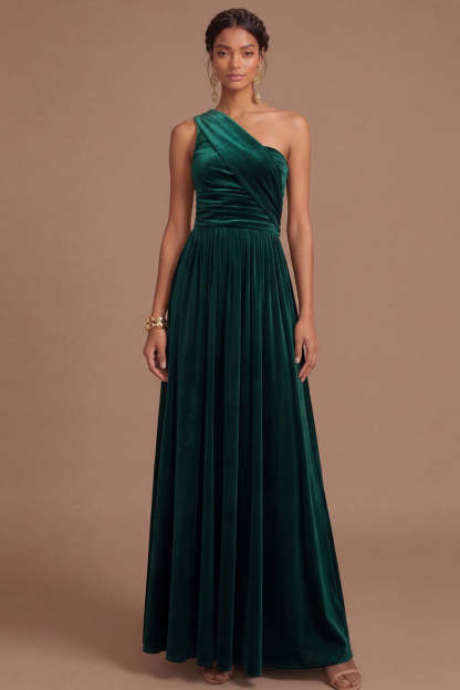 Dark Yellow Sheath One Shoulder Ruched Long Formal Dress