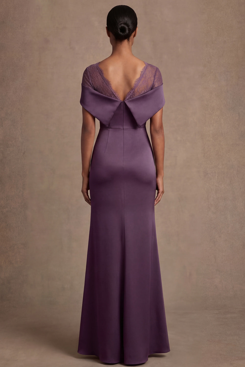 Satin Purple Sheath Off the Shoulder Long Formal Dress