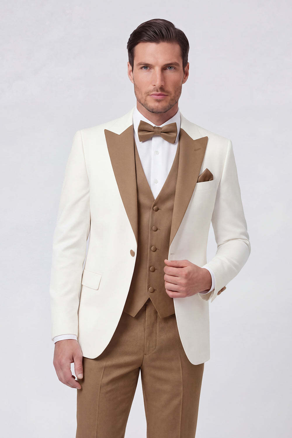 3 Piece Peak Lapel Black One Button Men's Prom Suits