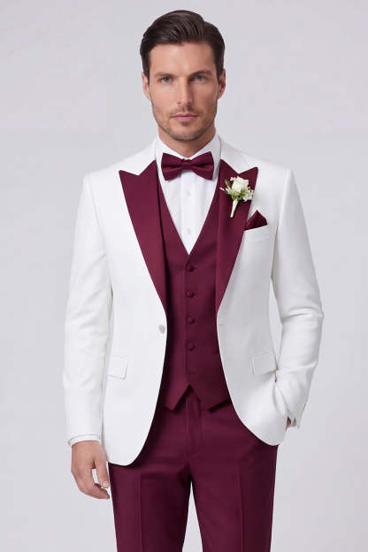 Leely Men 3 Piece Peak Lapel Black One Button Men's Prom Suits