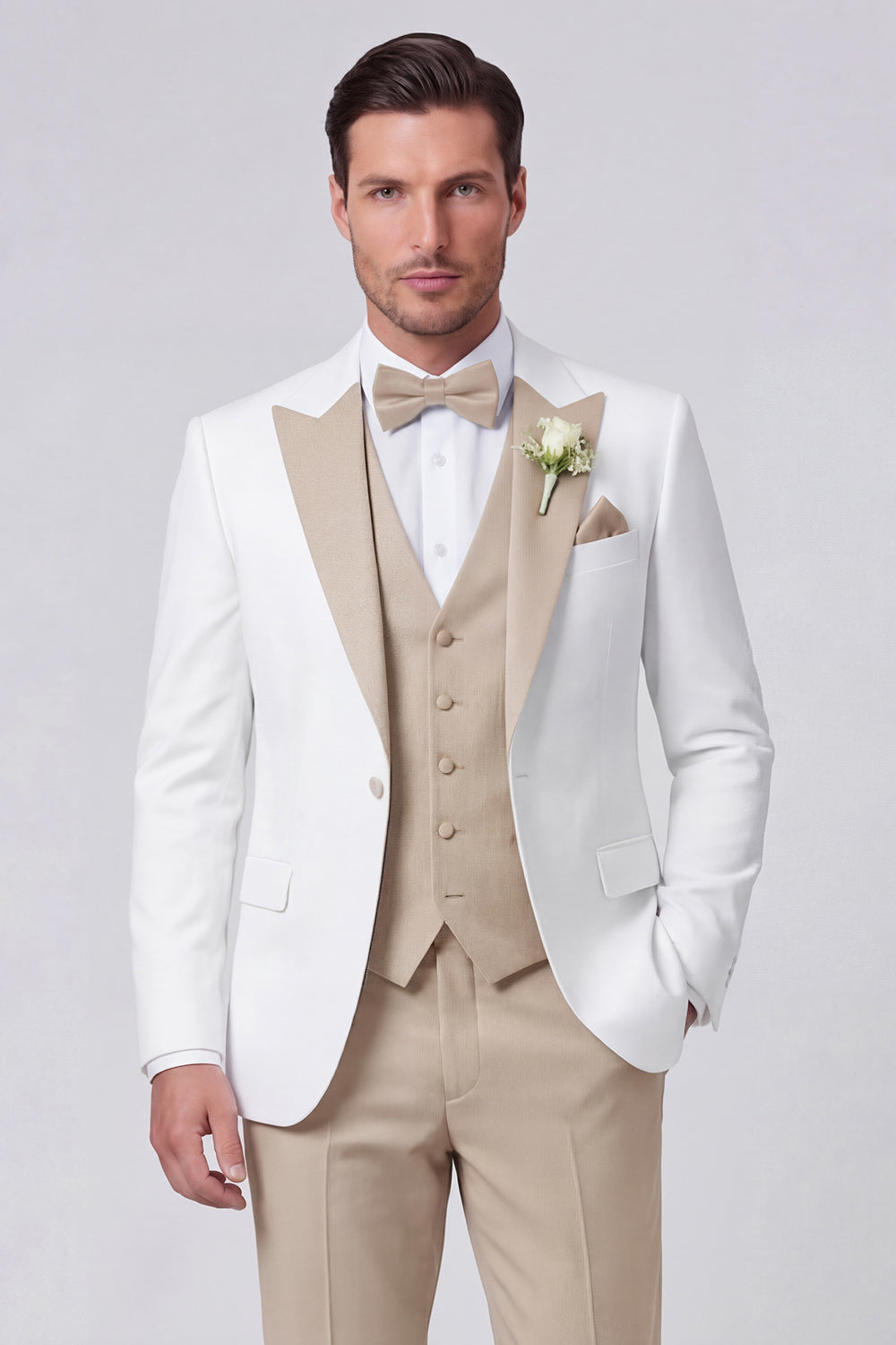 3 Piece Peak Lapel Black One Button Men's Prom Suits