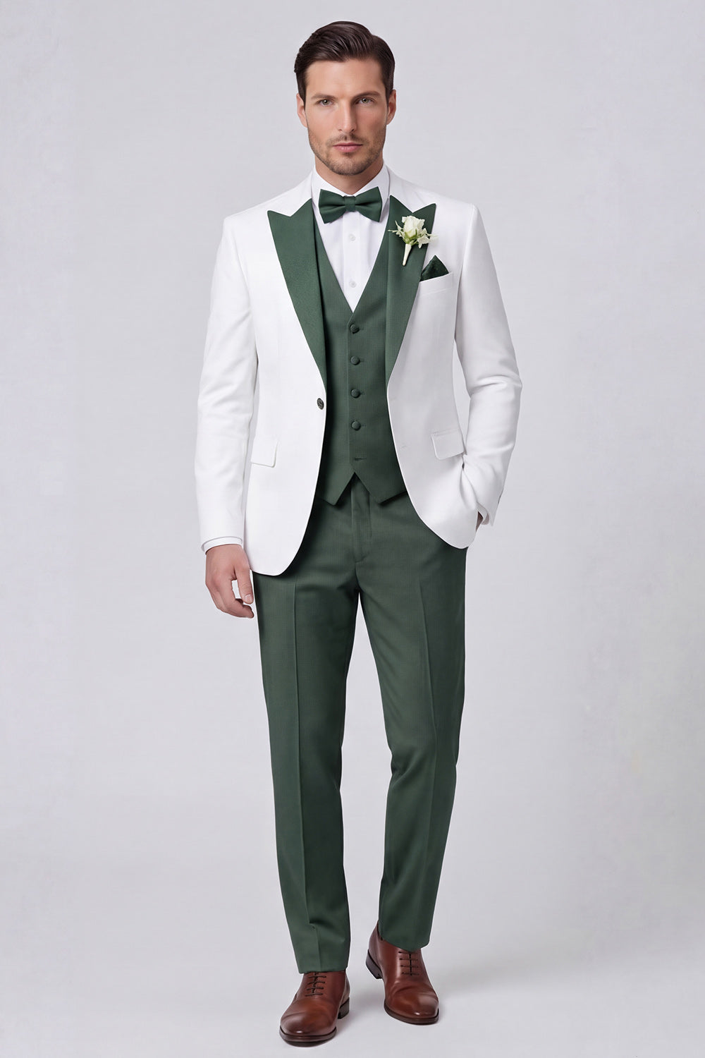 3 Piece Peak Lapel Black One Button Men's Prom Suits