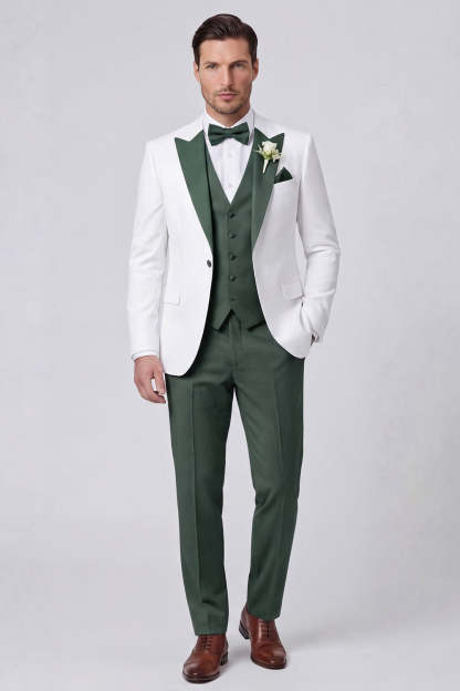 3 Piece Peak Lapel Black One Button Men's Prom Suits