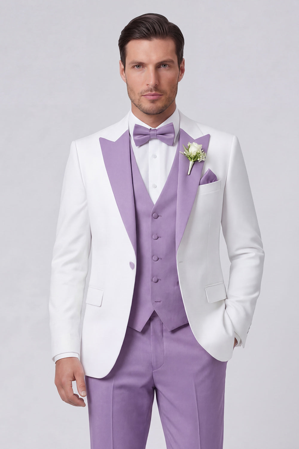 3 Piece Sage Peak Lapel One Button Men's Wedding Suits