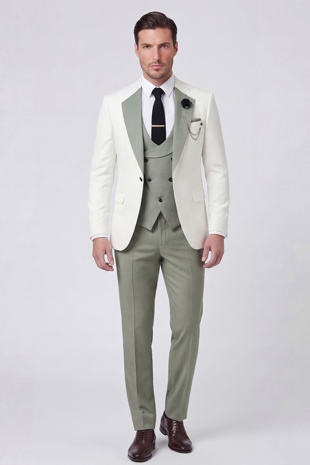 Shawl Lapel Dark Green 3 Piece One Button Men's Prom Suits