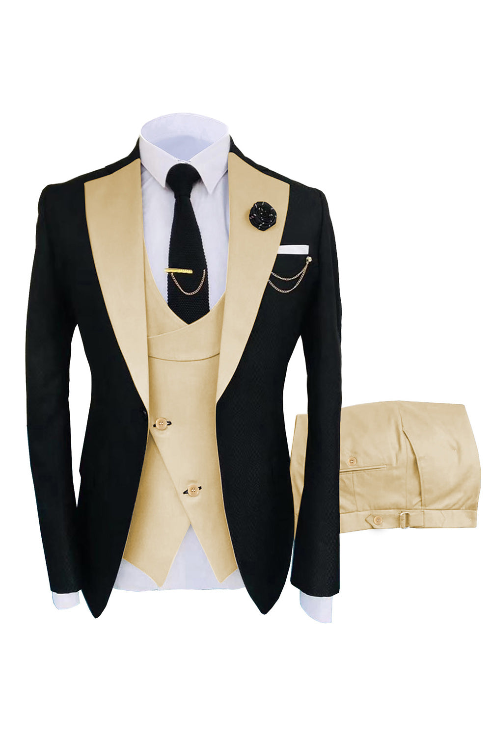 Leely Men Dark Green Formal Suits Peaked Lapel One Button 3-Piece Wedding Suits