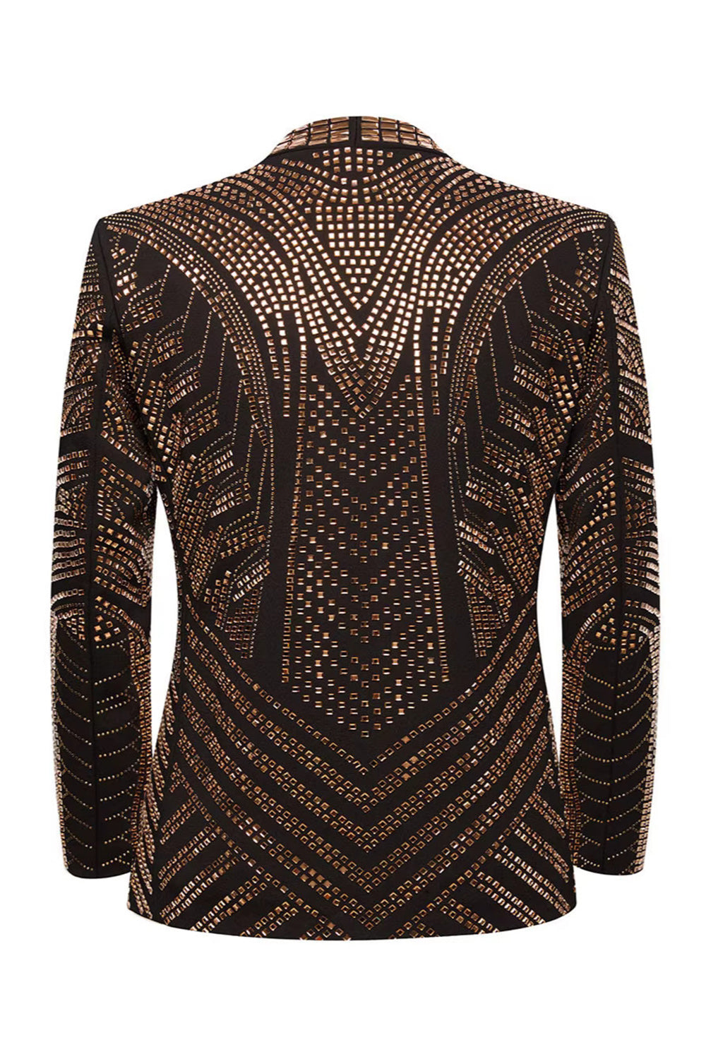 Sparkly Gold 2-piece Open Front Men's Prom Suits with Pockets