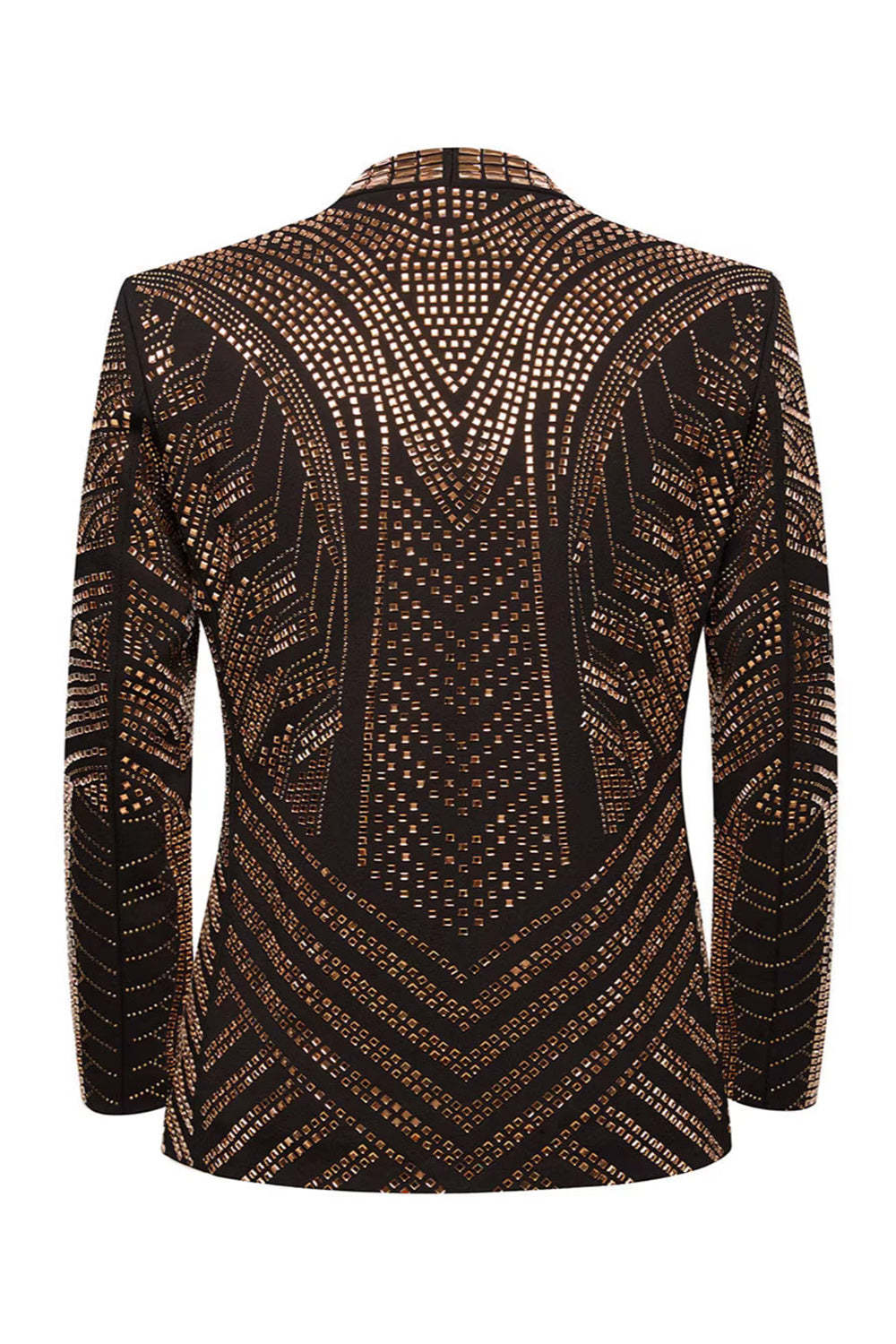 Sparkly Gold 2-piece Open Front Men's Prom Suits with Pockets