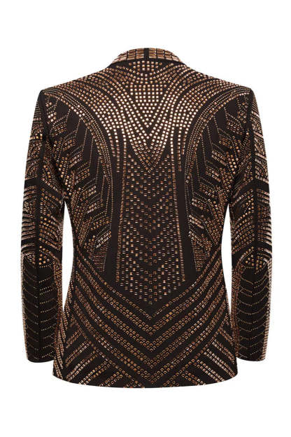 Sparkly Gold 2-piece Open Front Men's Prom Suits with Pockets