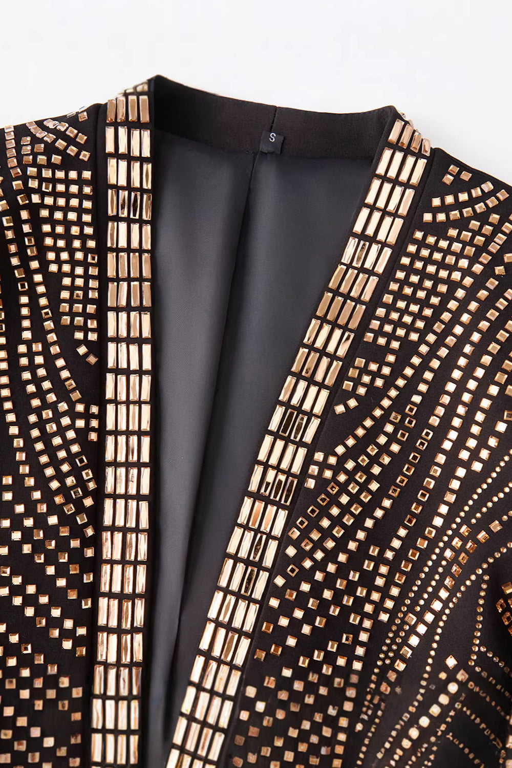 Sparkly Gold 2-piece Open Front Men's Prom Suits with Pockets