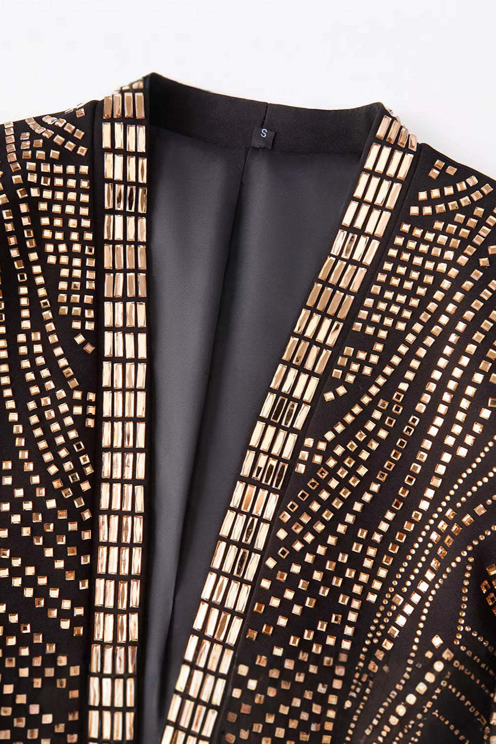 Sparkly Gold 2-piece Open Front Men's Prom Suits with Pockets