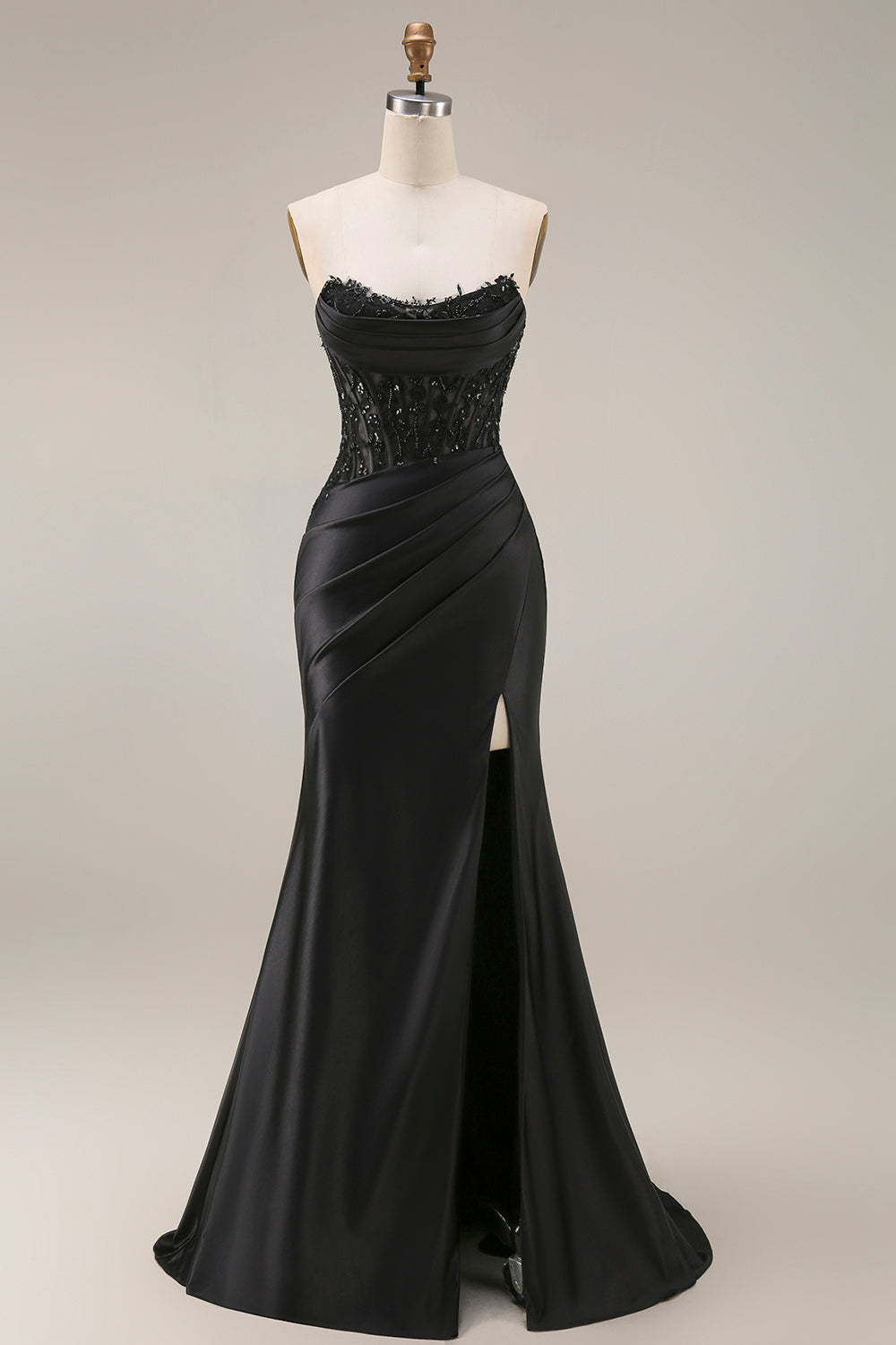 Black Lace Sweetheart Mermaid Long Prom Dress with Slit