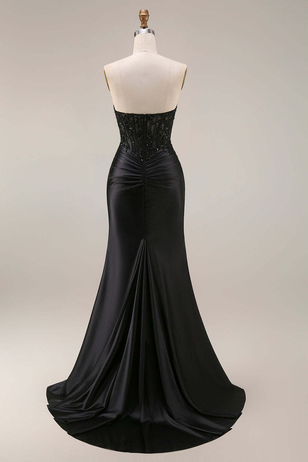 Black Lace Sweetheart Mermaid Long Prom Dress with Slit