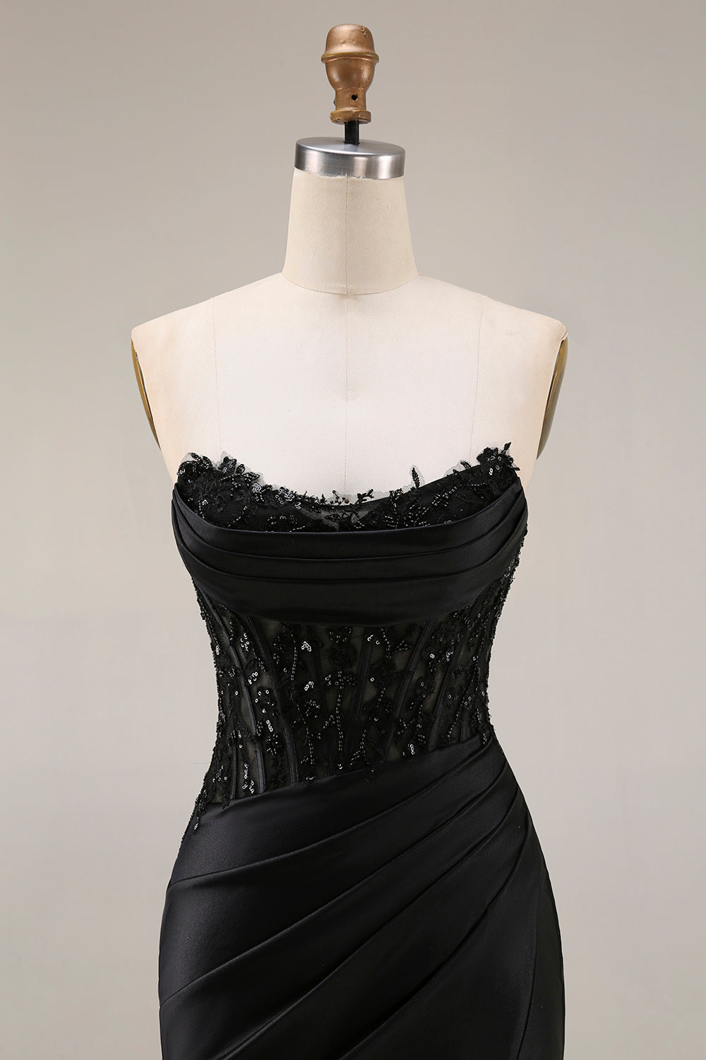 Black Lace Sweetheart Mermaid Long Prom Dress with Slit