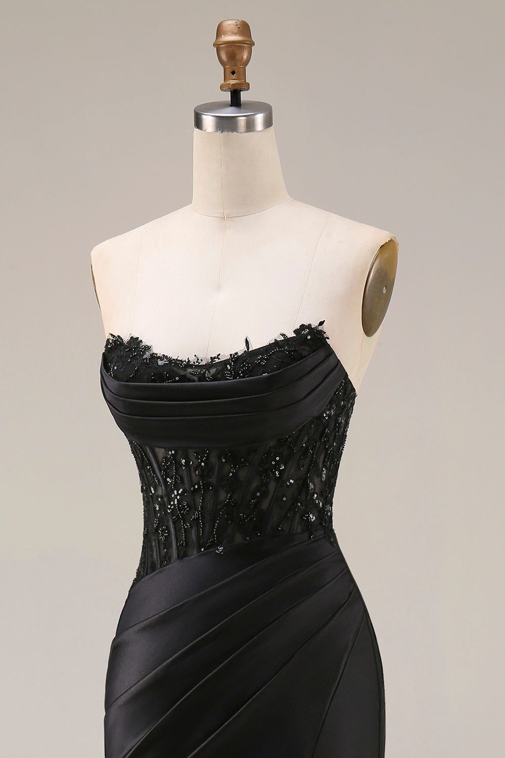 Black Lace Sweetheart Mermaid Long Prom Dress with Slit