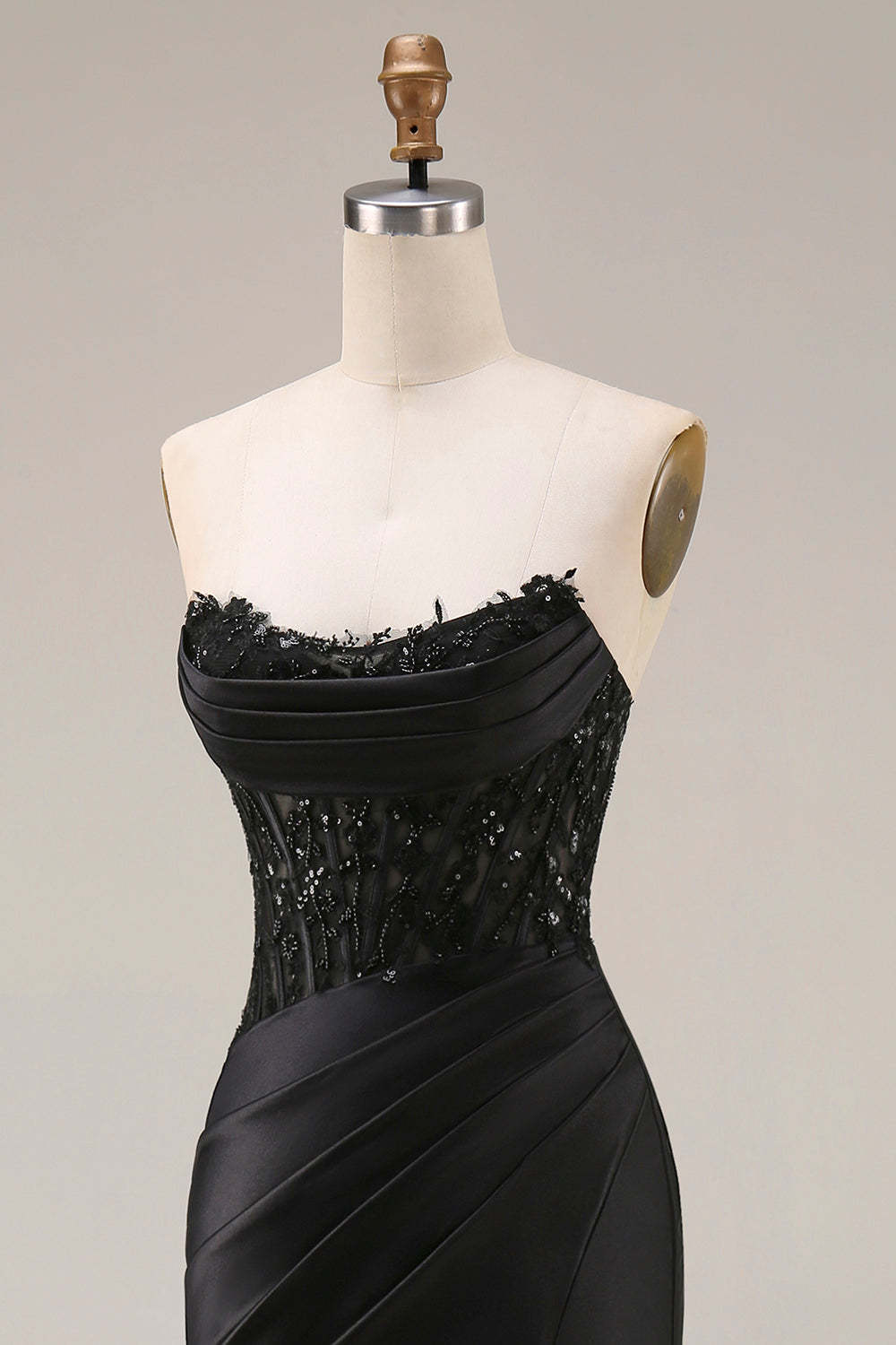 Black Lace Sweetheart Mermaid Long Prom Dress with Slit