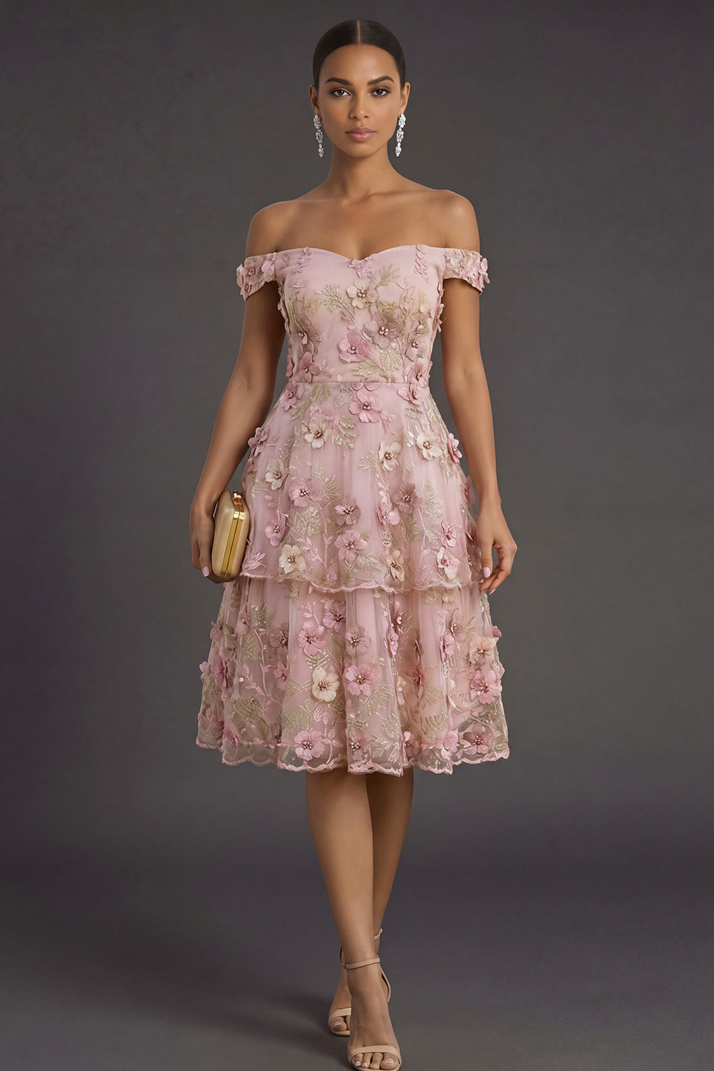 Pink Fuchsia Floral A Line Short Summer Wedding Guest Dress