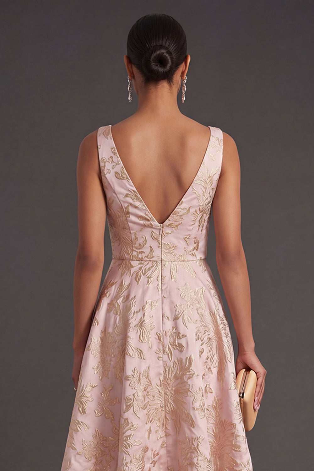 Blush A Line Floral Jacquard Short Summer Wedding Guest Dress