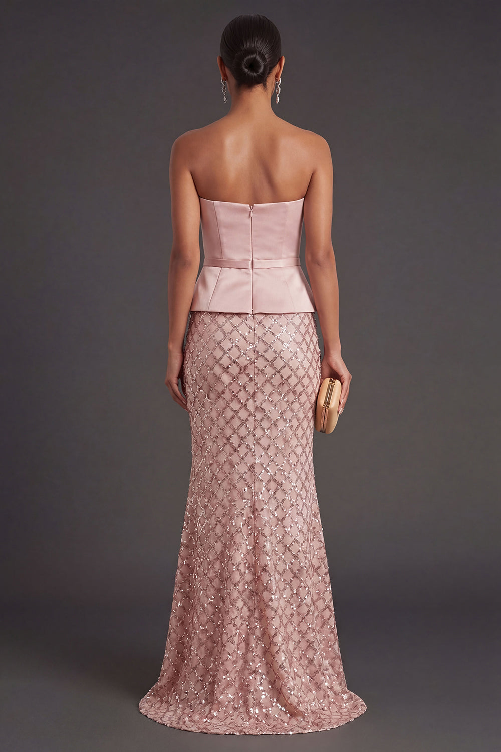 Satin Blush Mermaid Long Wedding Guest Dress