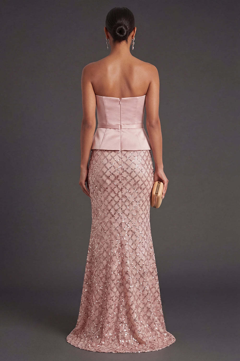 Satin Blush Mermaid Long Wedding Guest Dress