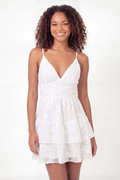 Leely Women Floral A Line White Short Graduation Dress Spaghetti Straps Backless Hen Do Dress