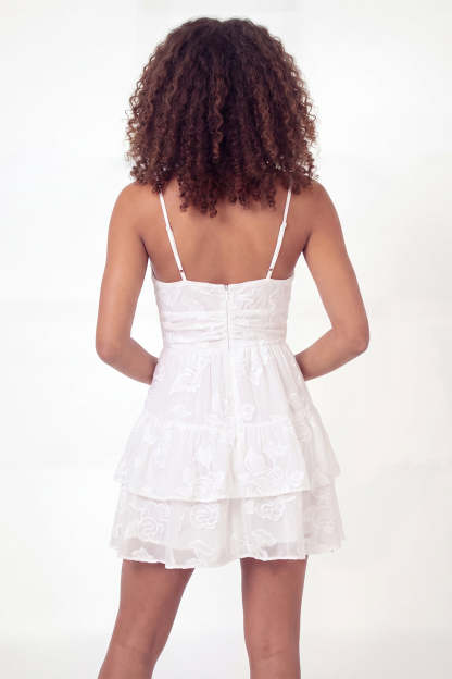 Floral A Line White Short Graduation Dress